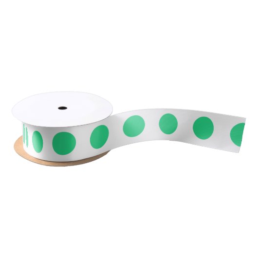 Ruban En Satin Pois verts et blancs (Bobine)