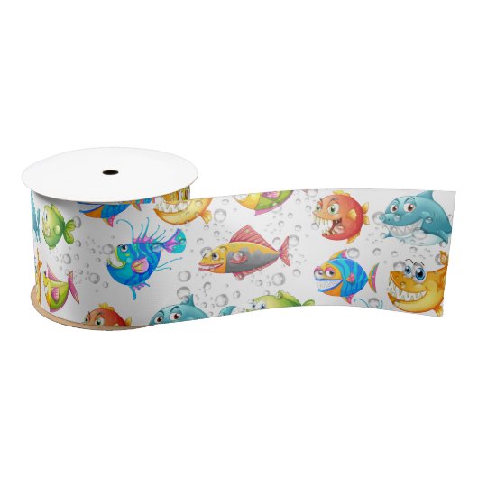 Ruban En Satin Poisson Amusant En Bulles (Bobine)