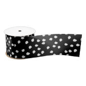 Ruban En Satin Polka Pote Abstraite moderne noir et blanc (Bobine)
