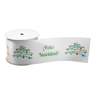 Ruban En Satin Polyglot coloré Joyeux sapin de Noël et de Noël