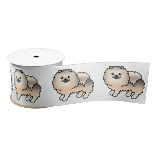 Ruban En Satin Pomeranian Sable Crème Chien de Dessin Animé Migno
