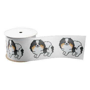 Ruban En Satin Pomeranian Tricolore Blanc Chien de Dessin Animé M