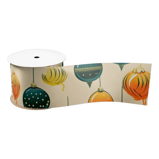 Ruban En Satin Pop Art Christmas Baubles (Bobine)