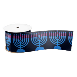 Ruban En Satin Pop Art Menorah Satin Ribbon