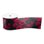 Ruban En Satin Poppies rouges (Bobine)
