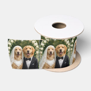 Ruban En Satin Portrait de mariés Golden Retriever