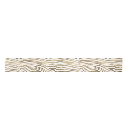 Ruban En Satin Poster de animal blanc Glam Gold Zebra  (Devant)