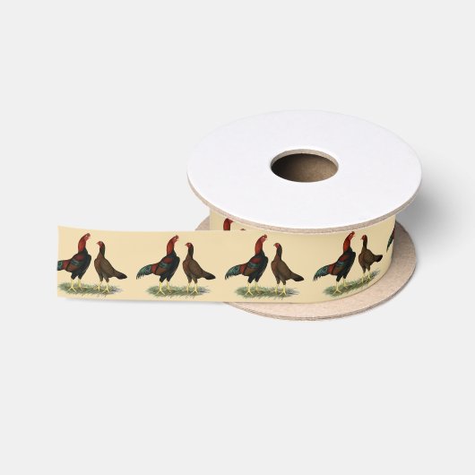Ruban En Satin Poules Aseel Black Red (Bobine)