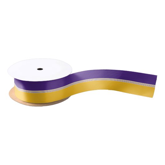 Ruban En Satin Pourpre et rayures d'or (Bobine)