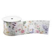 Ruban En Satin Prairie fleurie de fleurs sauvages printanières et (Bobine)