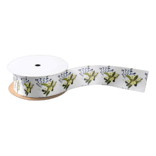 Ruban En Satin Primrose Jaune, Fleurs Bluebell, Floral