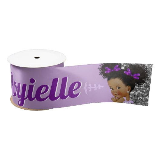 Ruban En Satin Princesse Royale d'Afrique violette|Lavande|Silver (Bobine)