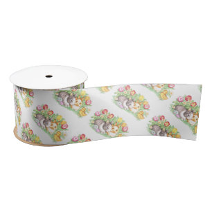 Ruban En Satin Printemps vacances Bunnies Pâques Ribbon