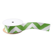 Ruban En Satin Printemps vert et blanc Chevron Mariage Anniversai (Bobine)