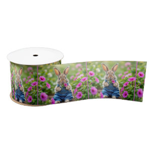 Ruban En Satin Rabbit Manger Pétunia Rose Fleurs