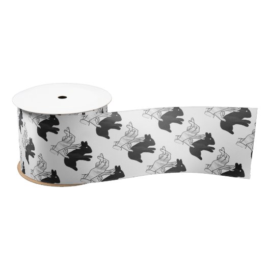 Ruban En Satin Rabbit Silhouette main (Bobine)
