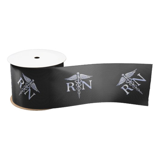 Ruban En Satin Racy Infirmière inscrite RN Silver Caduceus Snakes (Bobine)
