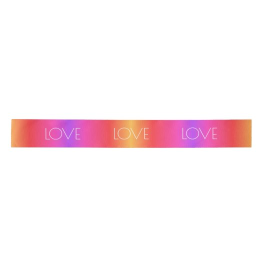 Ruban En Satin Rainbow Gradient Ribbon Love Texte personnalisé (Devant)