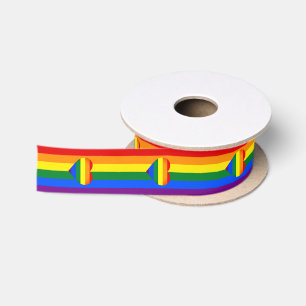 Ruban En Satin Rainbow Heart & Pride Rainbow Flag / communauté LG