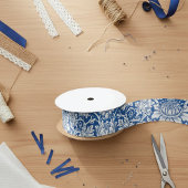 Ruban En Satin Raisins de tournesol Bleu William Morris