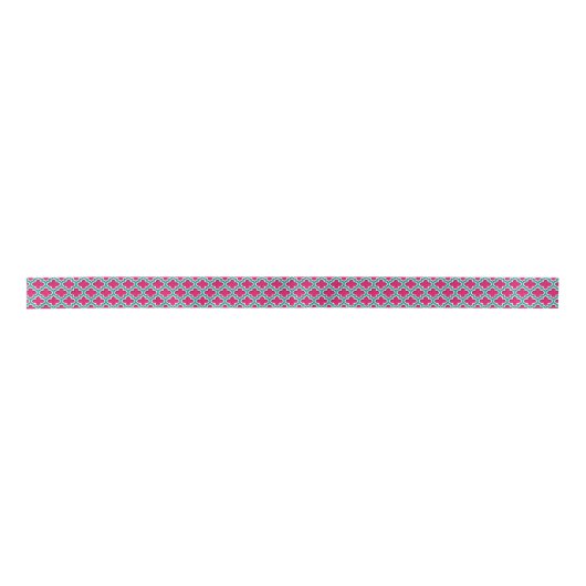 Ruban En Satin Raspberry Teal White Moroccan (Devant)