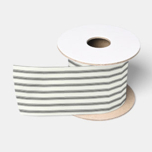Ruban En Satin Rayé Noir & Blanc Minimaliste Élégant Vintage