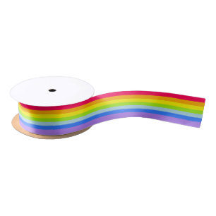 Ruban En Satin Rayure d'arc-en-ciel