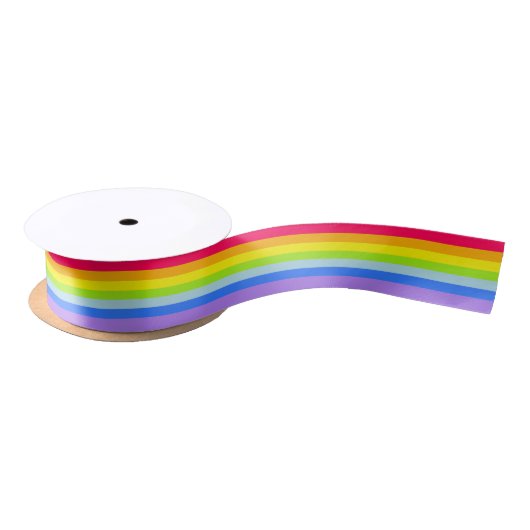 Ruban En Satin Rayure d'arc-en-ciel (Bobine)