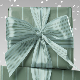 Ruban En Satin Rayure rétro chic verte et bleu clair pour les fêt