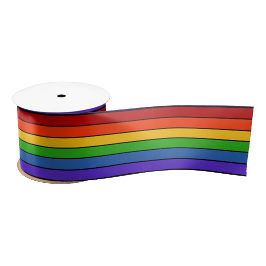 Ruban En Satin Rayures arc-en-ciel (Bobine)