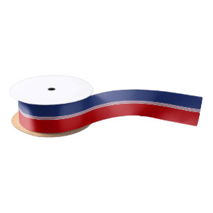 Ruban En Satin Rayures bleues blanches rouges