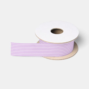 Ruban En Satin Rayures Classiques Blanc - Lilas Doux