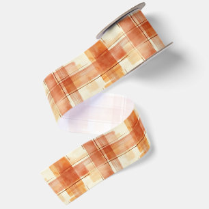 Ruban En Satin Rayures crème orange