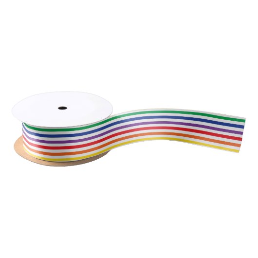 Ruban En Satin Rayures d'arc-en-ciel (Bobine)