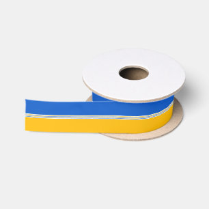Ruban En Satin Rayures dorées bleues et jaunes