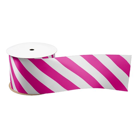 Ruban En Satin Rayures fuchsia (Bobine)