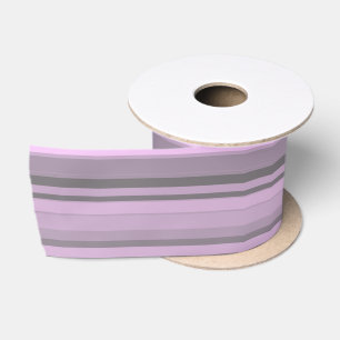 Ruban En Satin Rayures Gris Violet