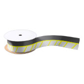 Ruban En Satin Rayures modernes jaunes au néon noires artistiques (Bobine)