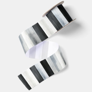Ruban En Satin Rayures Noir Gris Blanc Anniversaire