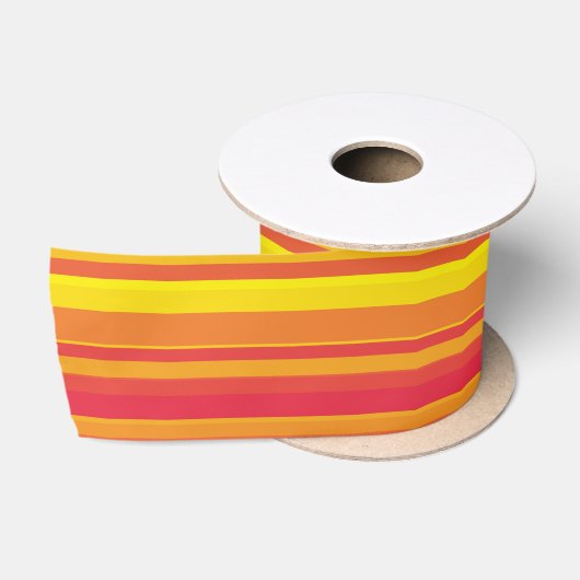 Ruban En Satin Rayures Orange Rouge Jaune (Bobine)