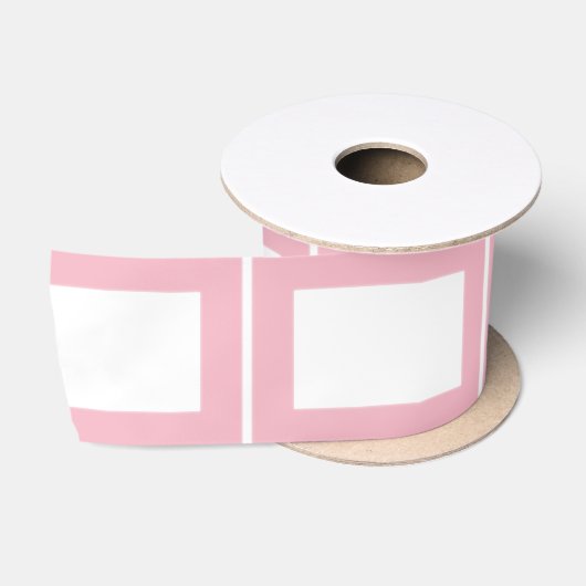 Ruban En Satin Rectangle de cadre rose et blanc (Bobine)
