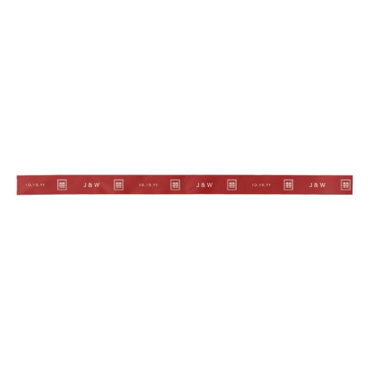 Ruban En Satin Rectangle double bonheur Mariage chinois classique (Devant)