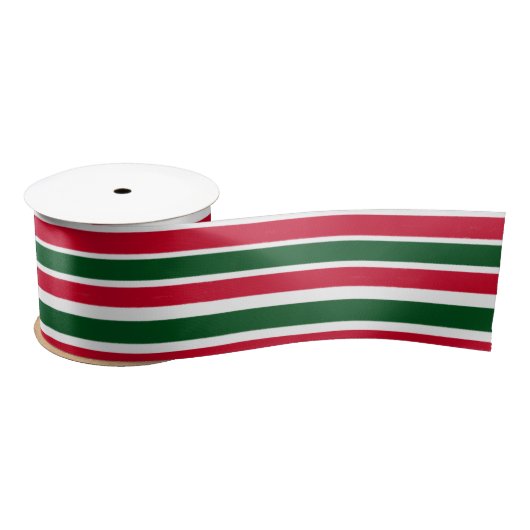 Ruban En Satin Red and Green Candy Cane Christmas Stripes  (Bobine)