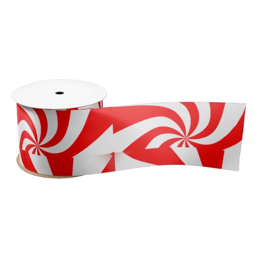 Ruban En Satin red and white spiral print (Bobine)