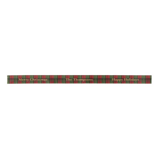 Ruban En Satin Red Christmas Plaid With Custom Text Festive (Devant)