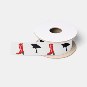 Ruban En Satin Red Cowboy Boots Casquette et diplôme
