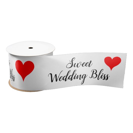 Ruban En Satin Red Hearts Sweet Wedding Bliss 3 INCH (Bobine)