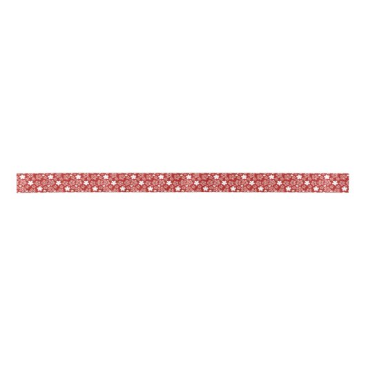 Ruban En Satin Red & White Star & Snowflake Motif (Devant)
