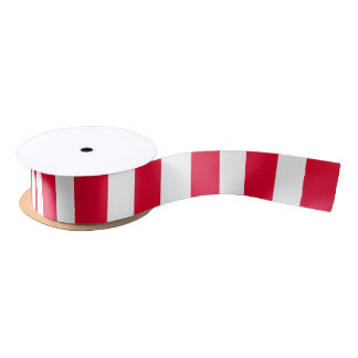 Ruban En Satin Red & White Thick Stripes