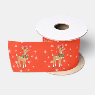 Ruban En Satin Renne Rouge Rétro Rudolph